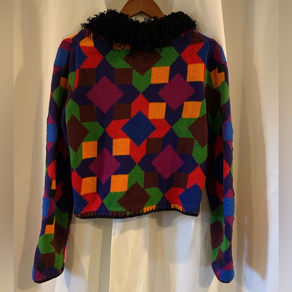 VTG Michael Simon New York‎ Cardigan Sweater Small Concealed Buttons Art To Wear - Picture 3 of 4